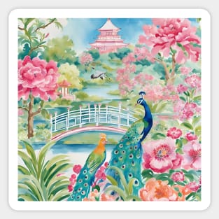 Preppy colors mystical chinoiserie garden Sticker